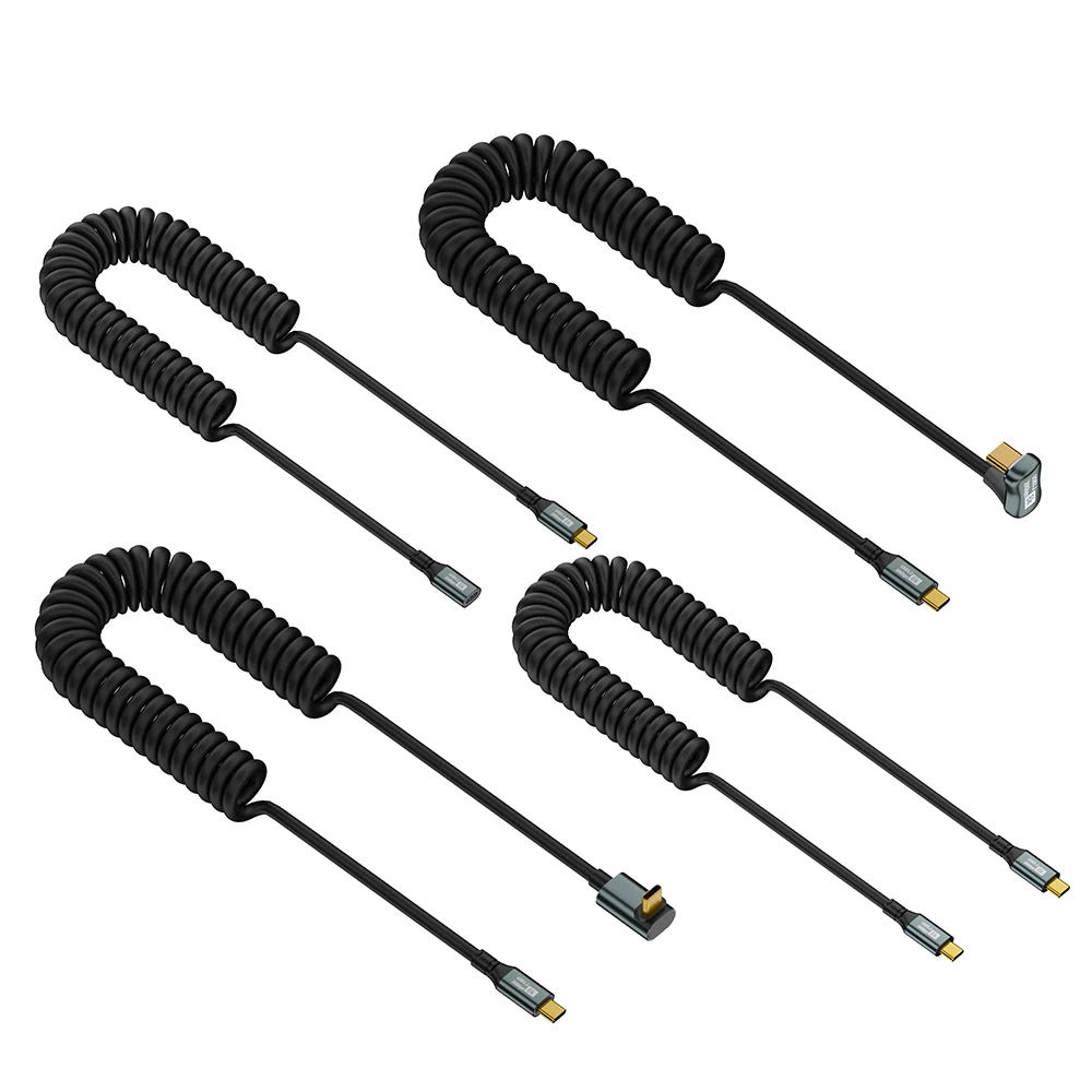 Cable en espiral tipo C a C para teléfono móvil de coche, Cable de carga rápida de 100W, compatible con transferencia de datos de 20Gbps, pantalla de 8K @ 60Hz, USB C - imagen 2
