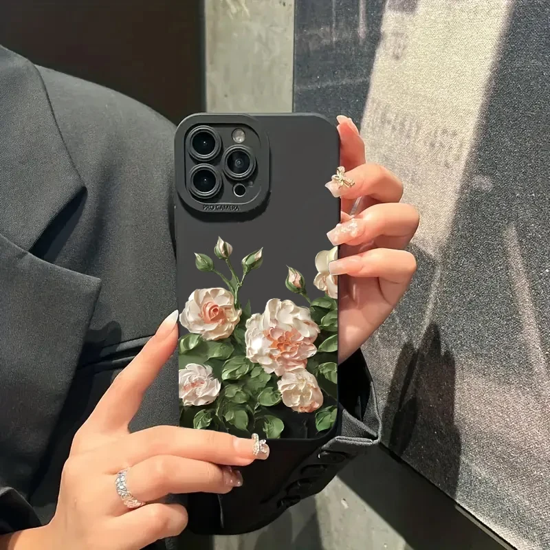 Funda de teléfono de silicona con flor rosa para Samsung Galaxy S23 S22 Ultra S21 Plus S20 FE A32 A52 A72 A13 A23 A33 A53 A73 A14 A34 - imagen 3