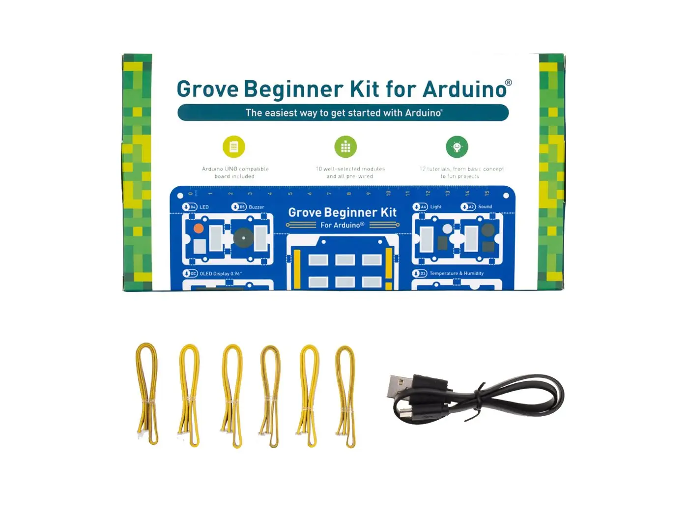 Kit principiante Grove para Arduino, placa compatible con Arduino UNO todo en uno con 10 sensores, 12 proyectos con curso gratuito, educación STEAM - imagen 5