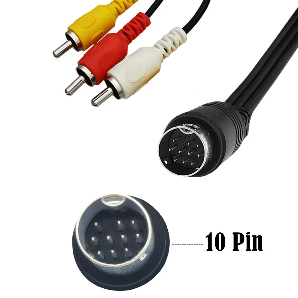 Cable Midi de Audio y vídeo de 10 pines Mini DIN de 10 pines macho a 3RCA 3 RCA Cable de Audio y vídeo Compatible compuesto - imagen 4