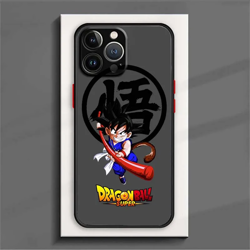 D-Dragon Ball tarjetas Son Goku para Apple iPhone 17 16 15 14 13 12 11 Air Plus Pro Max funda de teléfono translúcida esmerilada - imagen 3