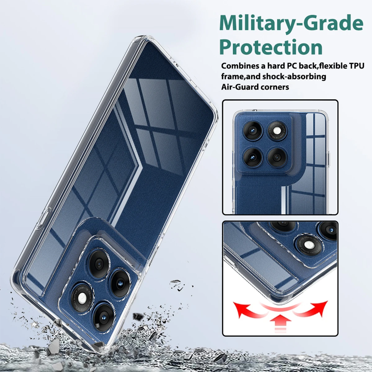 Funda para Moto Edge60 Pro 5G PC acrílico transparente a prueba de arañazos protección de cámara cubierta dura para Motorola Edge 60 Pro 5G - imagen 4