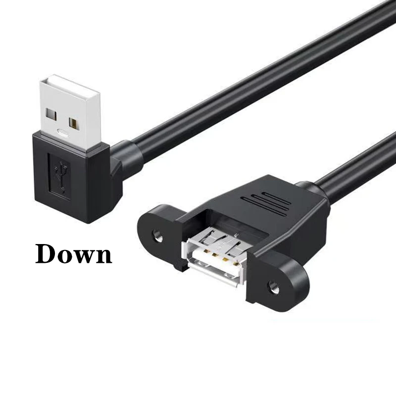 Cable mini USB 2,0 de extensión macho a hembra, ángulo recto, 90 grados, con orificio para tornillo de montaje en panel, cable de extensión para ordenador - imagen 5