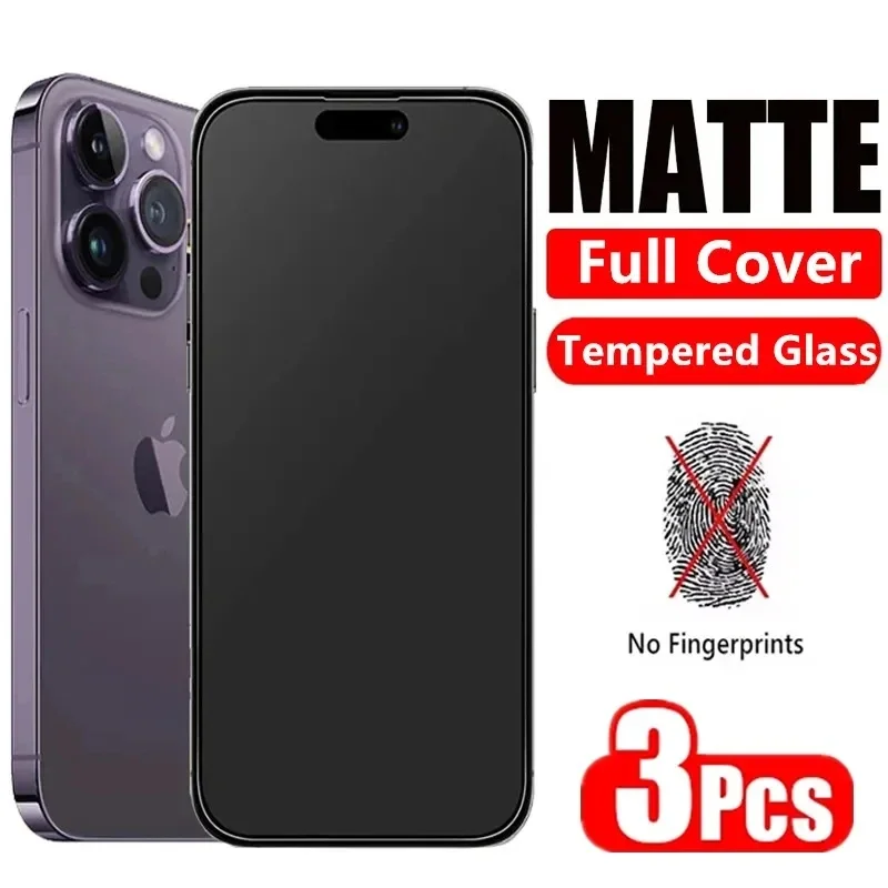 3 piezas de vidrio templado mate para iPhone 14 12 11 13 Pro Max 7 8 Plus protectores de pantalla esmerilados para iPhone 15 16 12 Mini X XR XS MAX