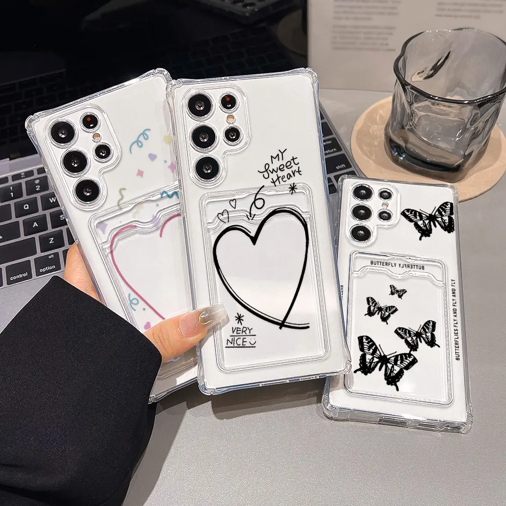 Funda con tarjetero para Samsung A55 5G A54 A15 A16 A35 A52 A53 A34 A33 A14 A13 A12 A32 A25 A24 A22 fundas suaves con forma de corazón de amor - imagen 3