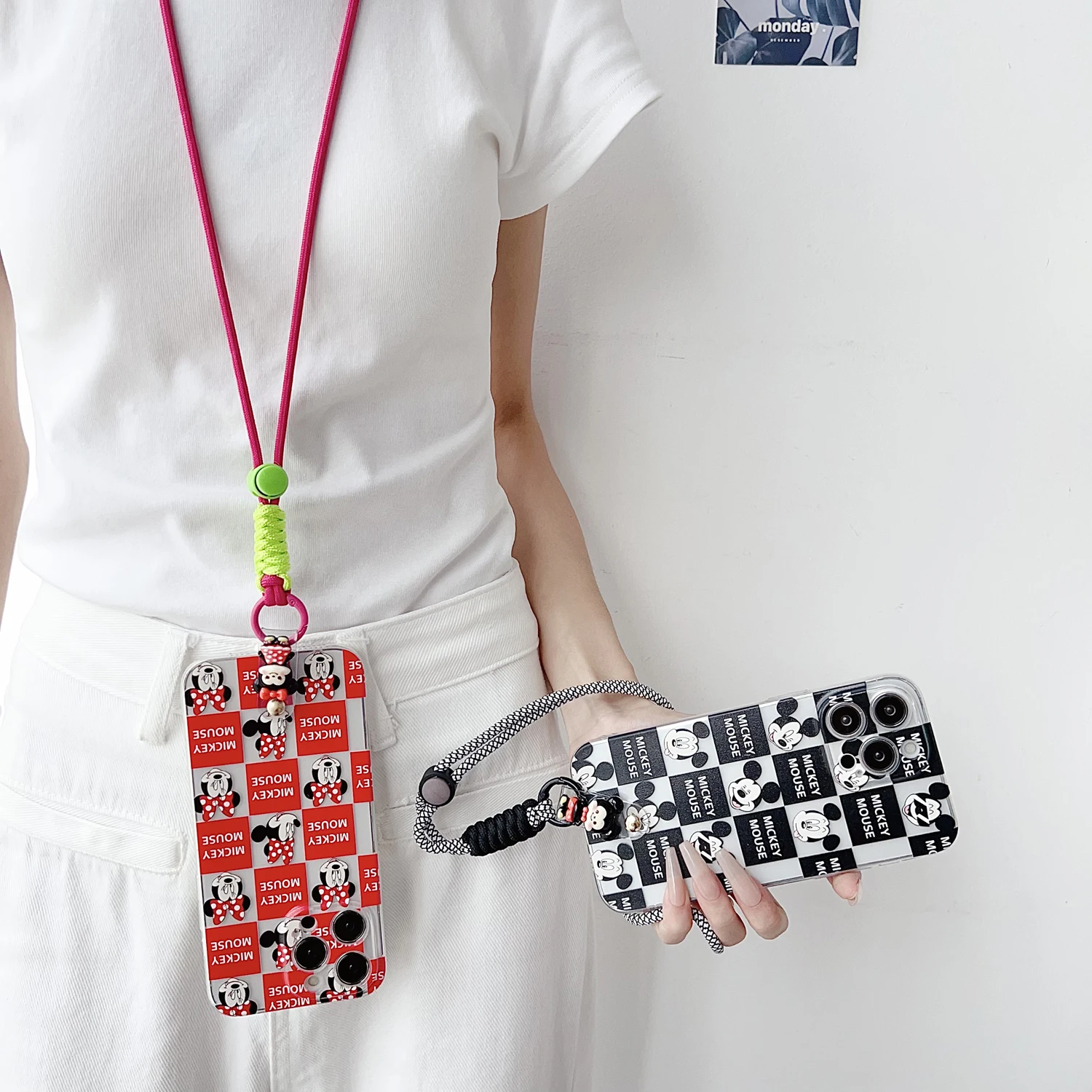 Para Google Pixel 9 8 7 4 5 6 7 Pro A XL 4G 5G Grid Minnie Funda con Cuerda - imagen 5