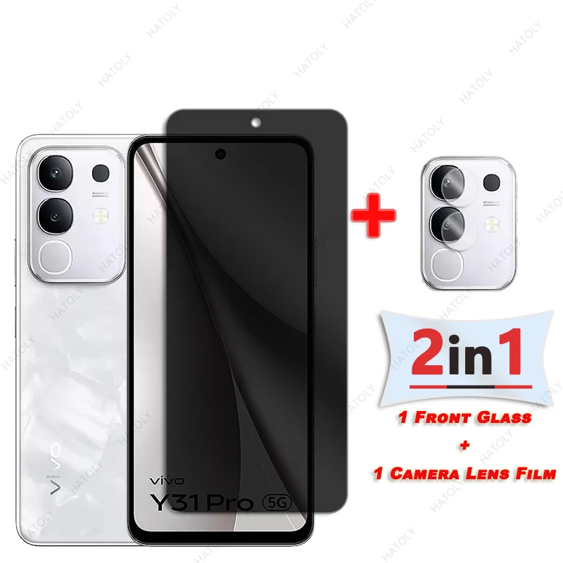 Protector de pantalla de privacidad para vivo Y31 Pro, cristal para vivo Y31 Pro 5G, Protector de lente de cámara de vidrio antiespía, vidrio antideslumbrante - imagen 3