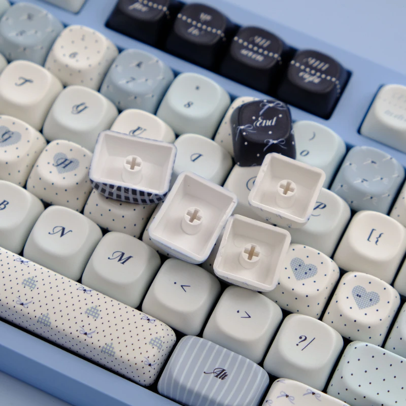 Teclas de lunares de 126 teclas, teclas PBT, perfil MOA/XOA, sublimación de tinte, teclas redondas bonitas para teclado mecánico MX 6.25U 7U - imagen 5