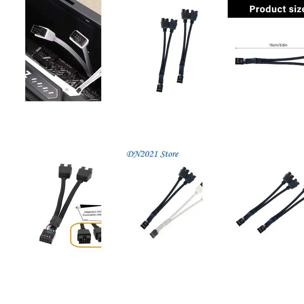 F3KE USB2.0 9PIN Y Splitter Cable Wide Compatibilidad para PC.