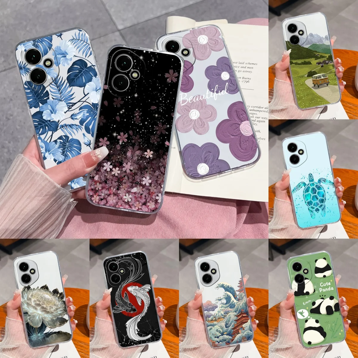 Funda para Honor 400 Pro 5G Beauty Flowers carcasa de teléfono transparente para Honor400 funda trasera ligera de silicona TPU suave a prueba de golpes