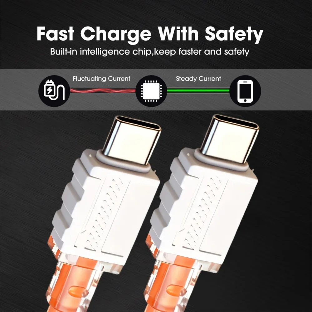 Cable de datos de carga rápida transparente PD 60W Jelly tipo C a tipo C Cable de carga súper rápido para IPhone17 16 15 Samsung Xiaomi - imagen 2