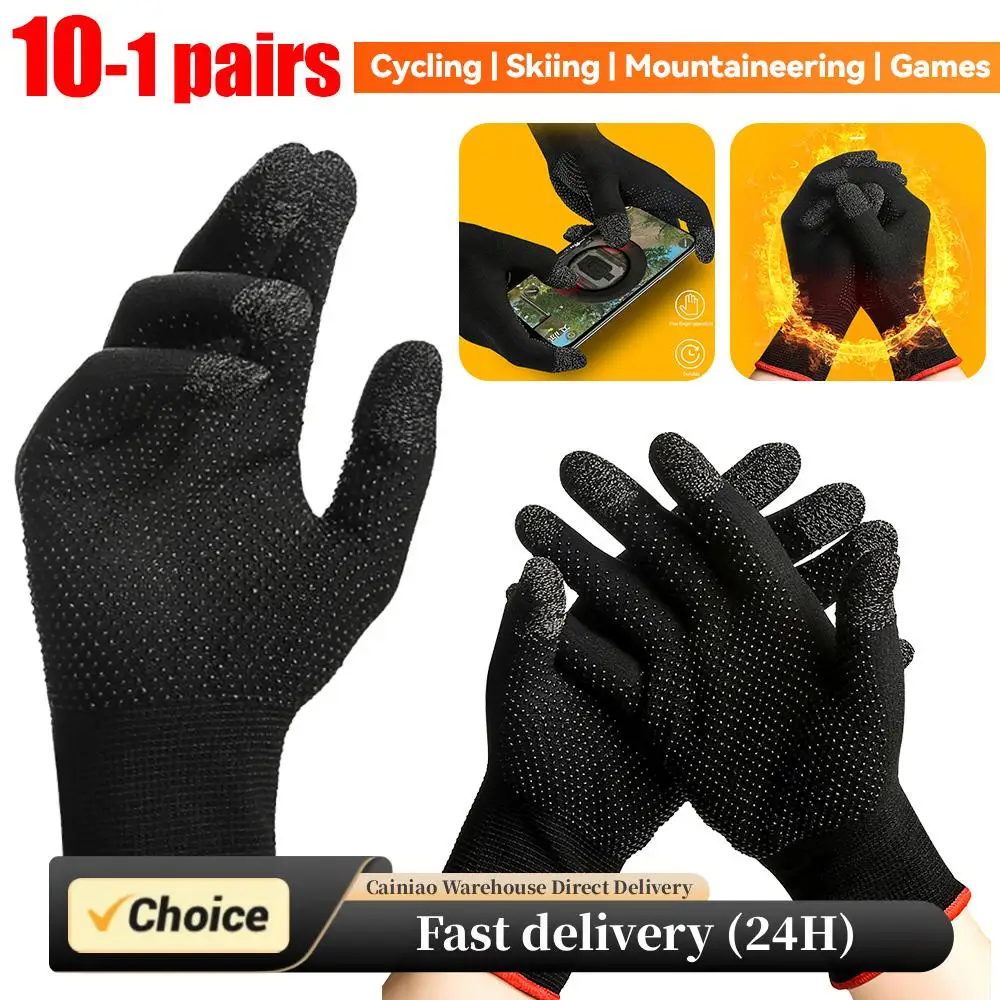 1-10 pares de guantes Unisex antideslizantes para pantalla táctil, guantes térmicos de punto transpirables a prueba de sudor, guantes deportivos para motocicleta con dedos completos - imagen 2