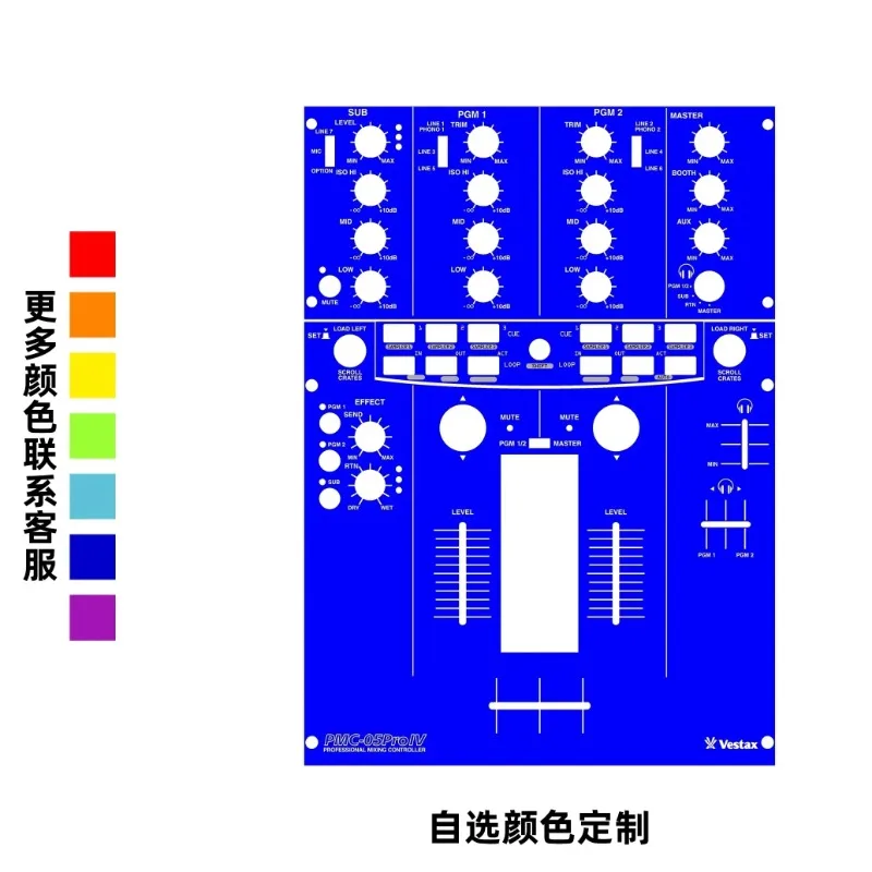 Vestax PMC-05 Pro IV Panel mezclador PVC autoadhesivo whisky pegatinas personalizables coloridas