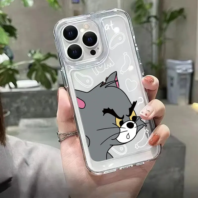 Nueva funda de teléfono bonita Tom y Jerry Angry para iPhone 16 15 14 13 12 11ProMax XS Max XR 7 8 15 Plus, funda trasera bonita de silicona con queso - imagen 4