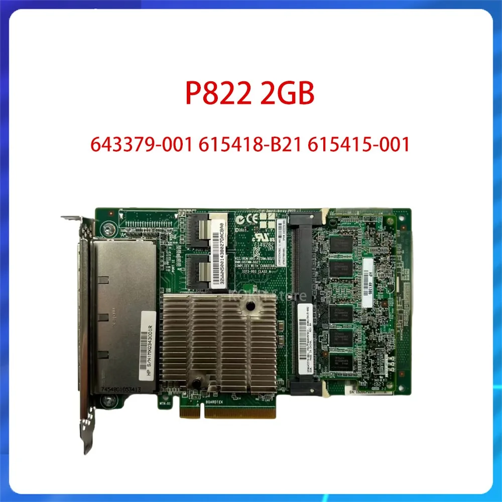 Matriz inteligente Original P822 / 2GB caché FBWC 6GB SAS controlador RAID 615418-B21 Tarjeta de matriz P822 2G 643379-001 615415-001