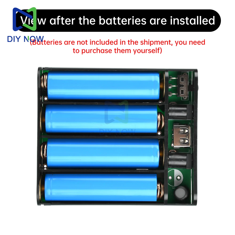 Kit de fuente de alimentación de respaldo de caja de batería de alta potencia sin soldadura 18650 de 4 celdas 5V 16V con interruptor DC5.5 * 2.1mm - imagen 4