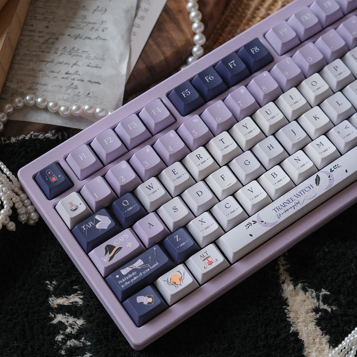 Teclas Purple Witch Diary Iso Alice Diseño Teclas Personalizadas Engrosadas Pbt Cereza Pbt 152 Teclas - imagen 2