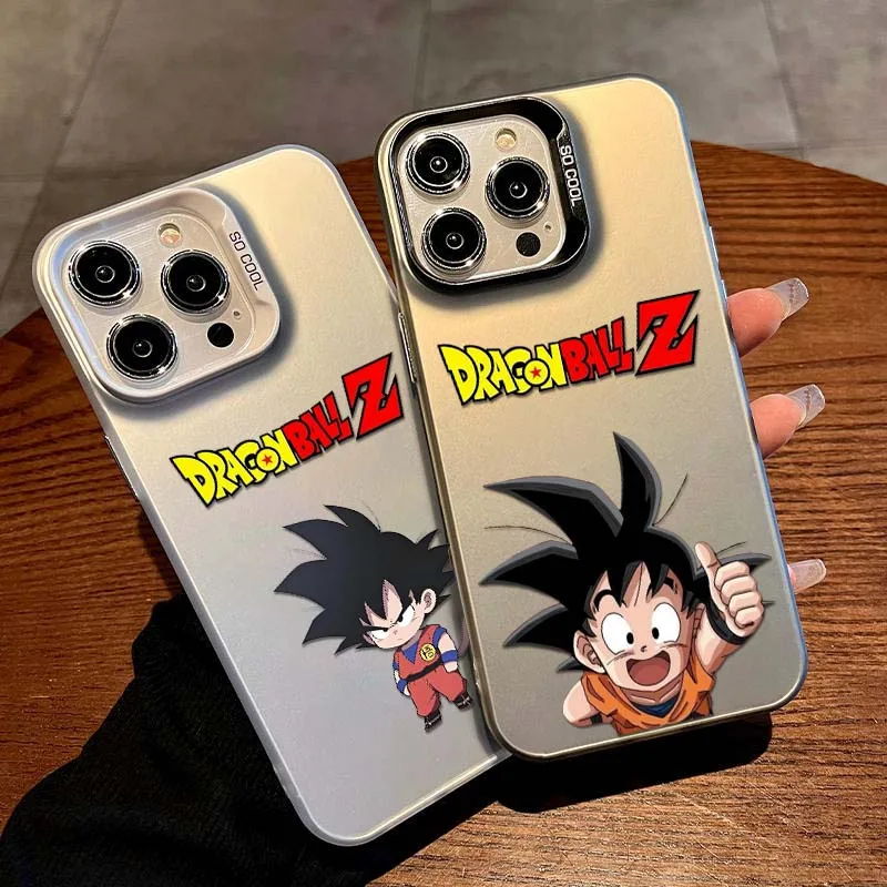 Funda de dibujos animados d-dragon Ball Son Goku para iPhone 17 16 15 14 13 12 11 Air Pro Max Plus Mini funda de teléfono plateada colorida