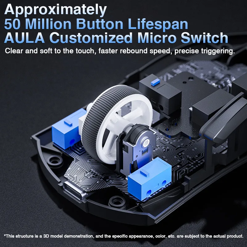 Ratón para juegos AULA SC380 trimododo 2,4G/Bluetooth/tipo C PAW3311 carga magnética 59g ratón de mano grande medio ultraligero 300mAh - imagen 2