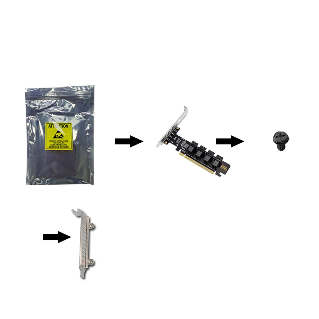 Tarjeta adaptadora de expansión PCI-E X16 a 4 puertos, NVME U.2 SFF-8643, compatible con SSF 4,0 A SFF-8639 SSD, 8643 - imagen 3