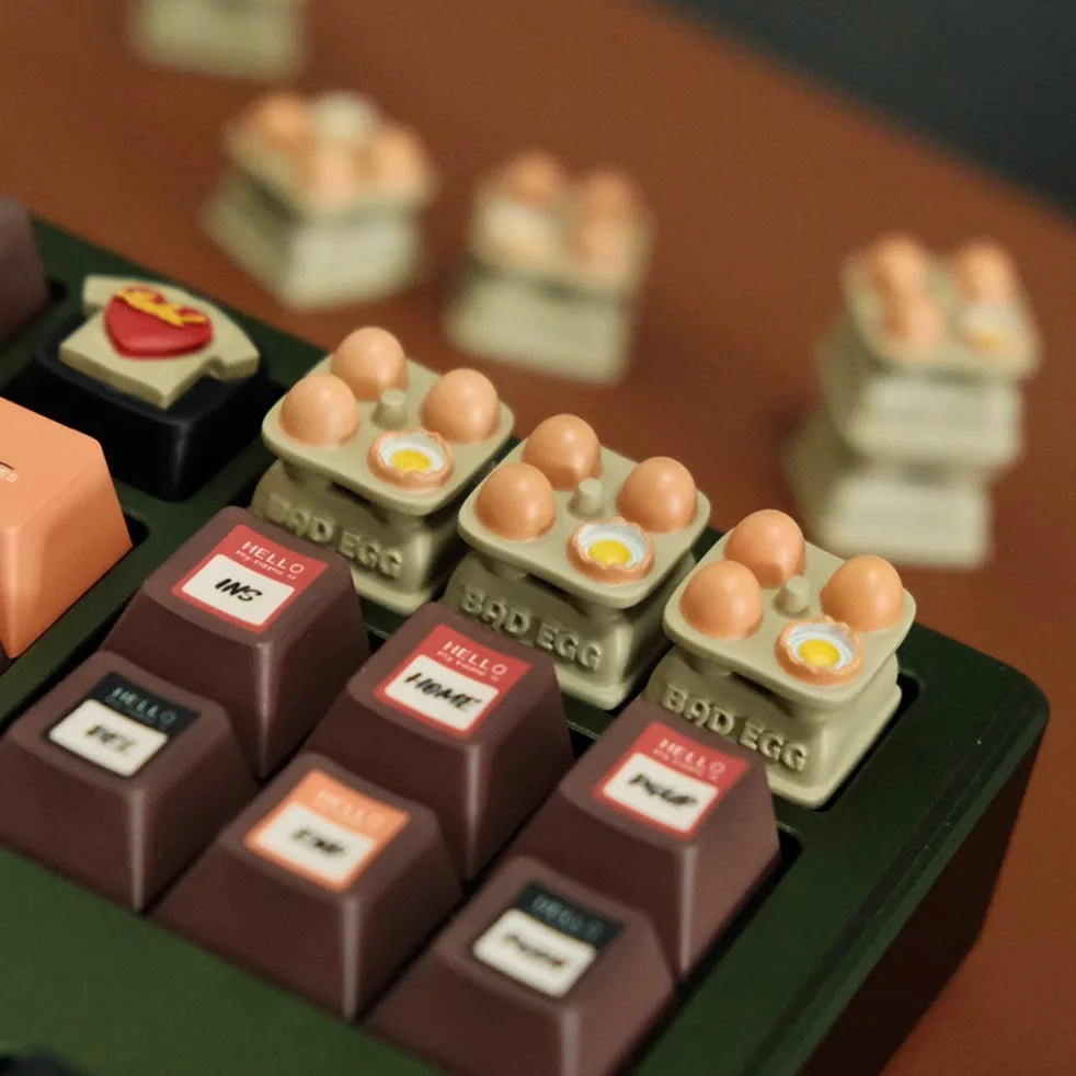 Tapa de llave de huevo personalizada, tapa de tecla artesanal 3D de resina, bonitas tapas de teclado Diy, teclas personalizadas para accesorios de teclado mecánico, regalo