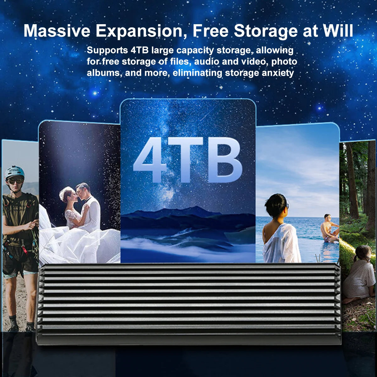 Caja NVMe M.2 de aluminio, sin herramientas, caja SSD para NVMe PCIe M-Key, caja SSD para 2280 2260 2242 2230 (Sata NO compatible) - imagen 3