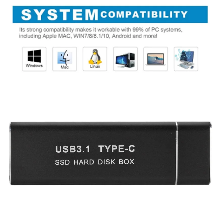 Caja de disco duro móvil tipo C USB 3,1 a M.2 NGFF SSD, tarjeta adaptadora tipo C, carcasa externa para m2 SATA SSD 2230/42/60 2280 - imagen 4