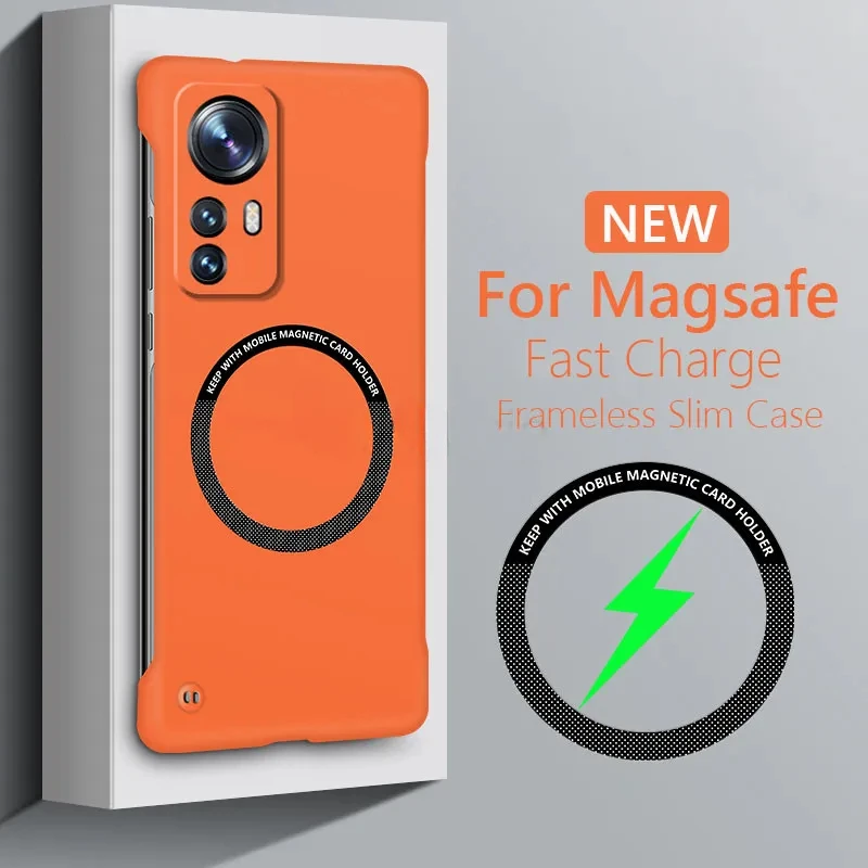Funda magnética sin marco para Magsafe Slim para Xiaomi 14 Pro 13 Ultra 12X 12S Pro Xiaomi 12 5G, funda trasera dura de carga inalámbrica - imagen 2