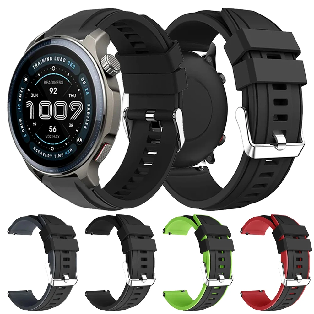 Correa de muñeca suave de silicona de 22mm y 20mm para AMAZFIT BIP6 5 BALANCE 2 Stratos 3 Active 2 GTR/GTS 4 3 2E, pulseras deportivas de repuesto