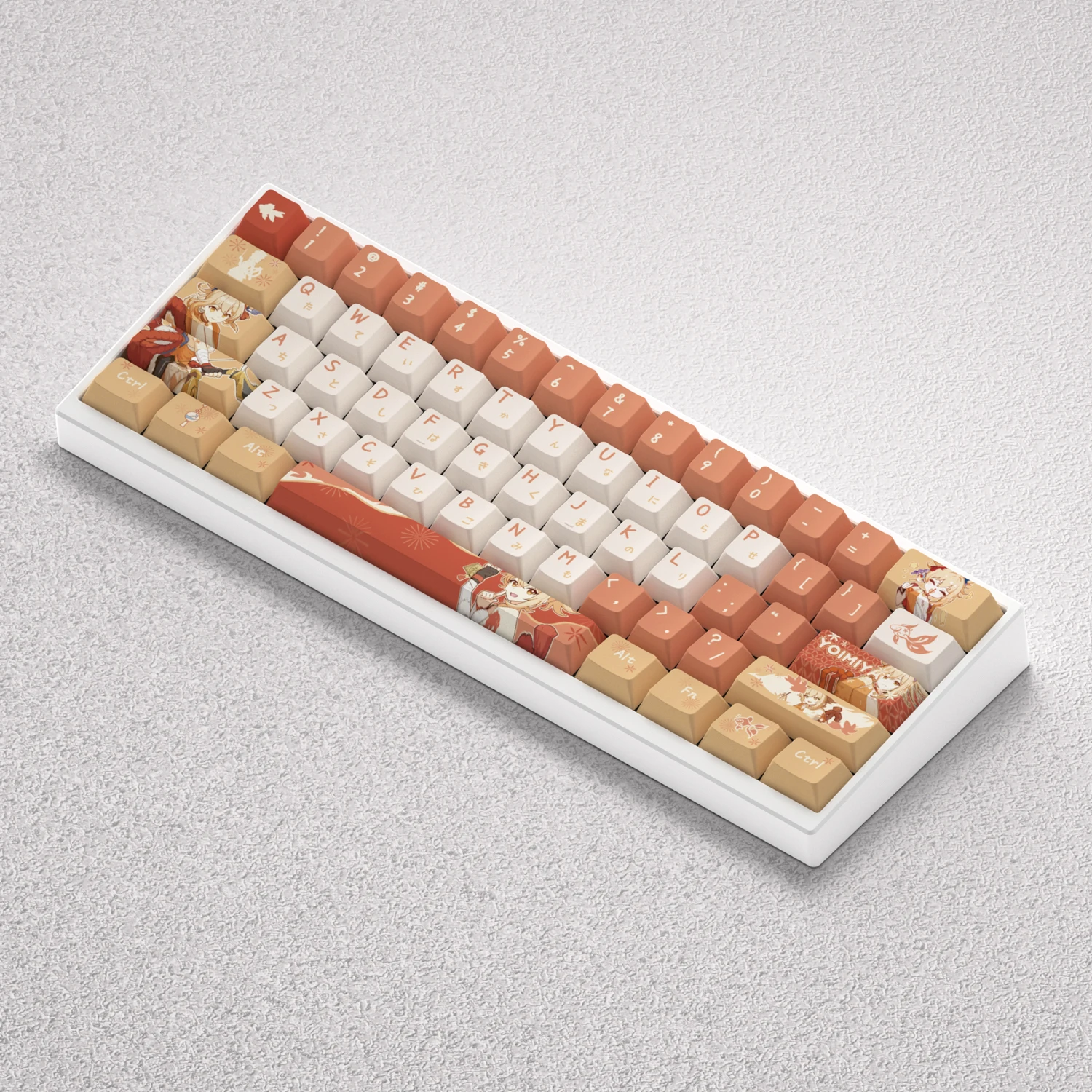 Yoimiya-teclas PBT de 73/98 teclas, retroiluminación de impresión lateral, sublimación de tinte, cereza para teclado mecánico AULA F75 Mad 60he 68he, juego - imagen 3