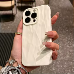 Funda de teléfono arrugada plegable de silicona a la moda para iPhone 16 14 13 12 11 15 Pro Max SE X XS XR 8 7 Plus cubierta completa de Color caramelo suave