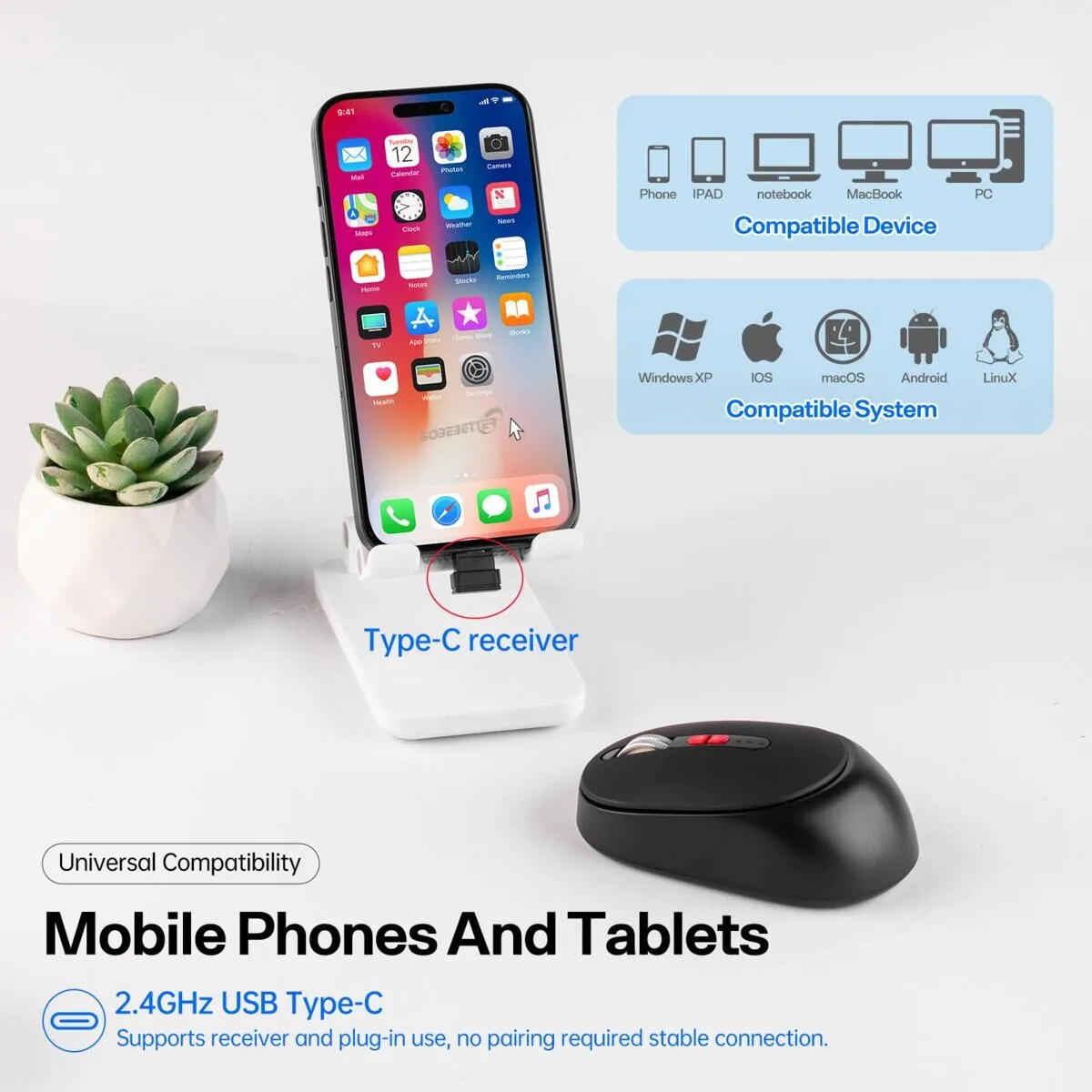 Botón silencioso Vertical de bajo ruido, ratón inalámbrico de oficina de 2,4G, diseño ergonómico, botón portátil con ratón óptico lateral para ordenador - imagen 4