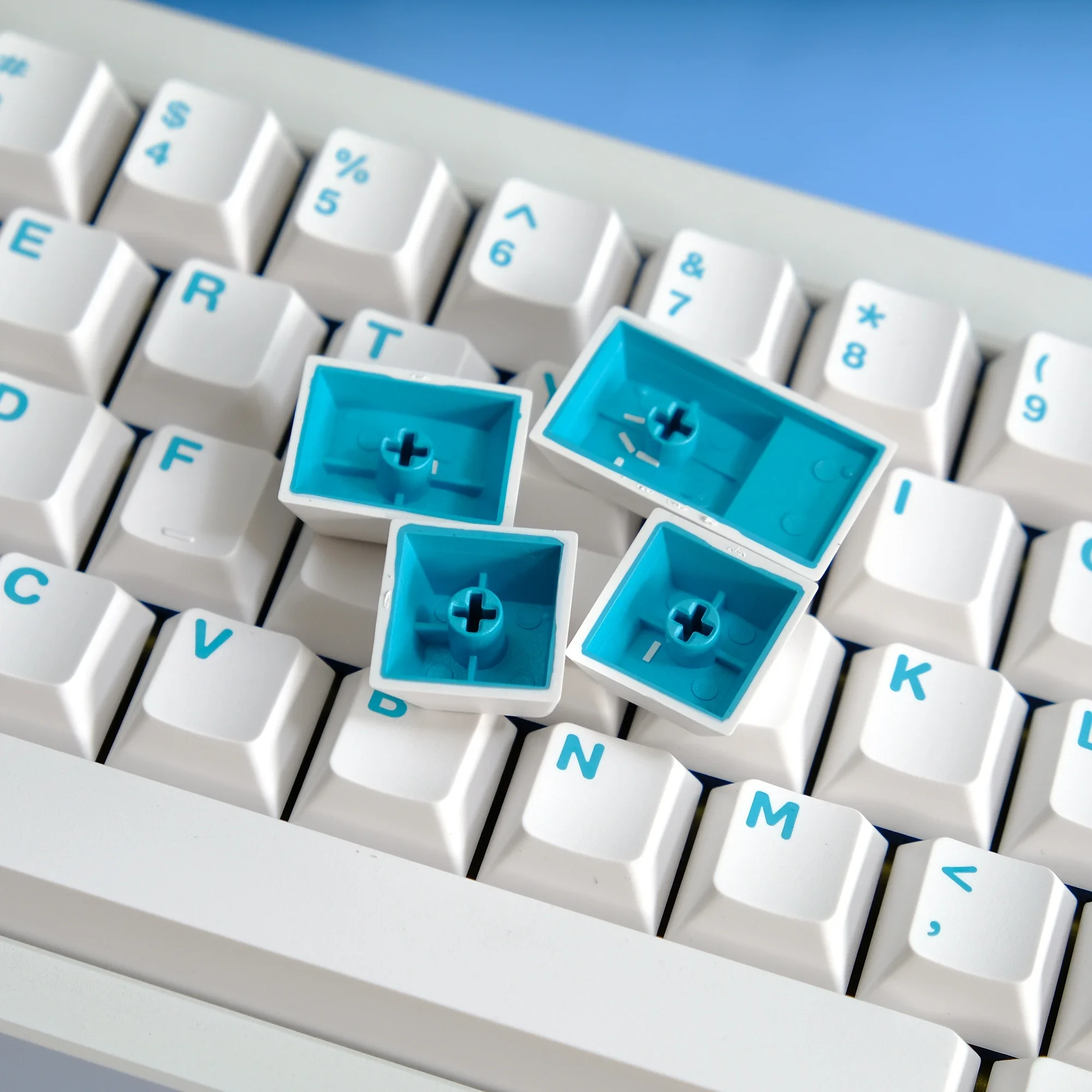 Aifei 121 teclas ABS doble disparo blanco con letras azules altura cereza para teclado mecánico AULA F75 Anne Pro 2 GK61 juego PC