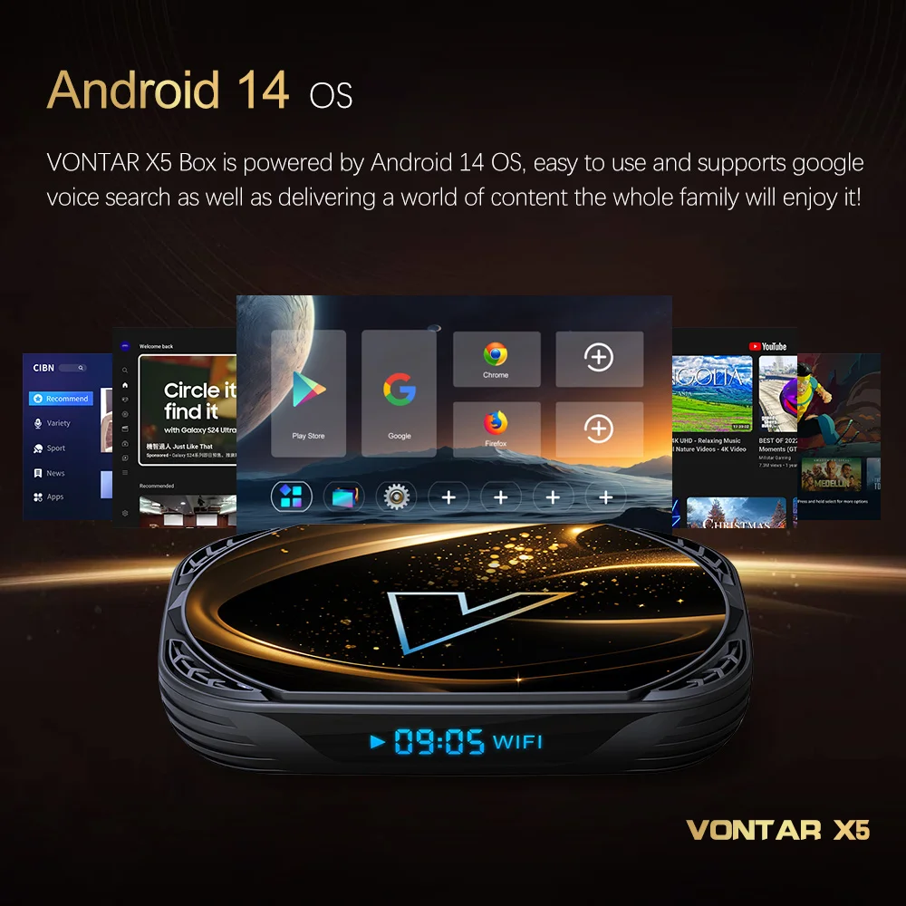 VONTAR X5 Android 14 TV Box Amlogic S905X5M 4GB 128GB 1000M Wifi6 4K AV1 TVBOX reproductor multimedia 32GB 64GB decodificador - imagen 2
