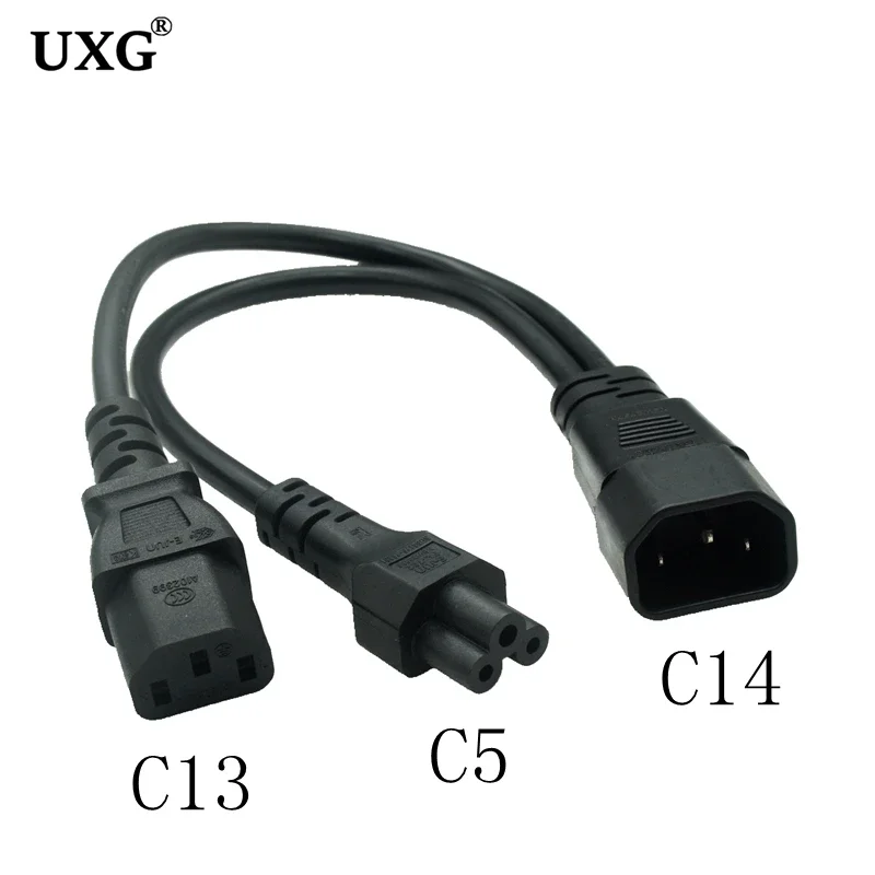 IEC320 C14 C8 a 2X C7 C5 C13 Y Cable de alimentación de CA dividido, figura IEC 8 macho a 2 hembra 1 en 2 salidas Cable de alimentación de CA 30 cm negro - imagen 5
