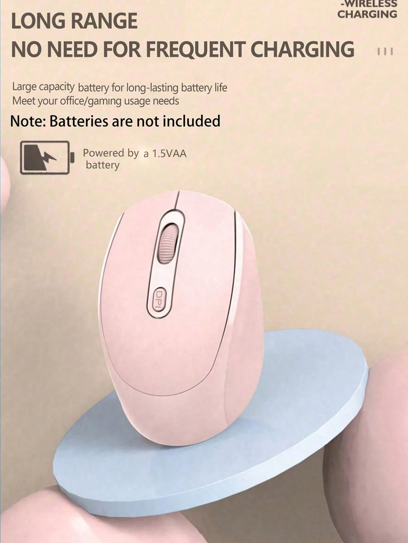 Ratón inalámbrico con Bluetooth, silencioso, alimentado por batería de 1,5 V, adecuado para ordenadores domésticos, de oficina y gaming (batería no) - imagen 4