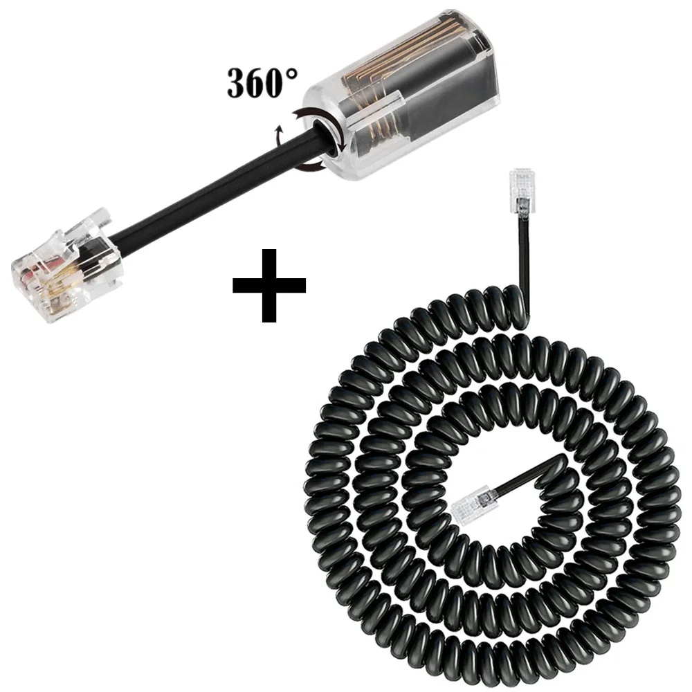 Cable de teléfono fijo RJ9 sin espiral, Cable de selección de 360 grados, accesorio de teléfono 4P4C - imagen 4