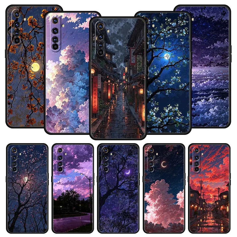 Arte de moda puesta de sol pintura brillante funda para Realme 13 12 11 10 4G 9 8 5G 7 GT5 GT3 Pro Plus C21 C11 C25 C35 GT Neo 2 3 3T 5 cubierta