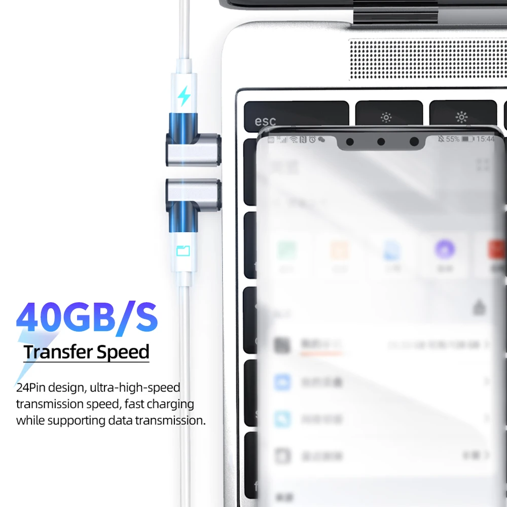 Adaptador magnético USB C a tipo C de 240W, convertidor magnético de transferencia de datos de carga rápida USB C, conector de vídeo 8K para tableta y portátil - imagen 3