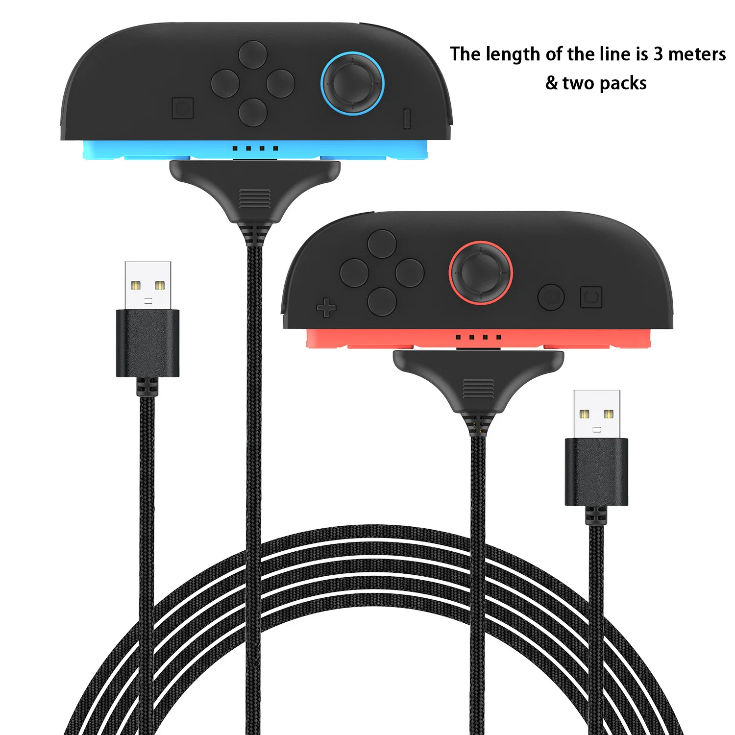 Paquete de 2 cables de carga magnéticos de 3 metros compatibles con Switch 2, cargador Joypad Dual para Cables de carga de agarre izquierdo y derecho de N-S 2 - imagen 4