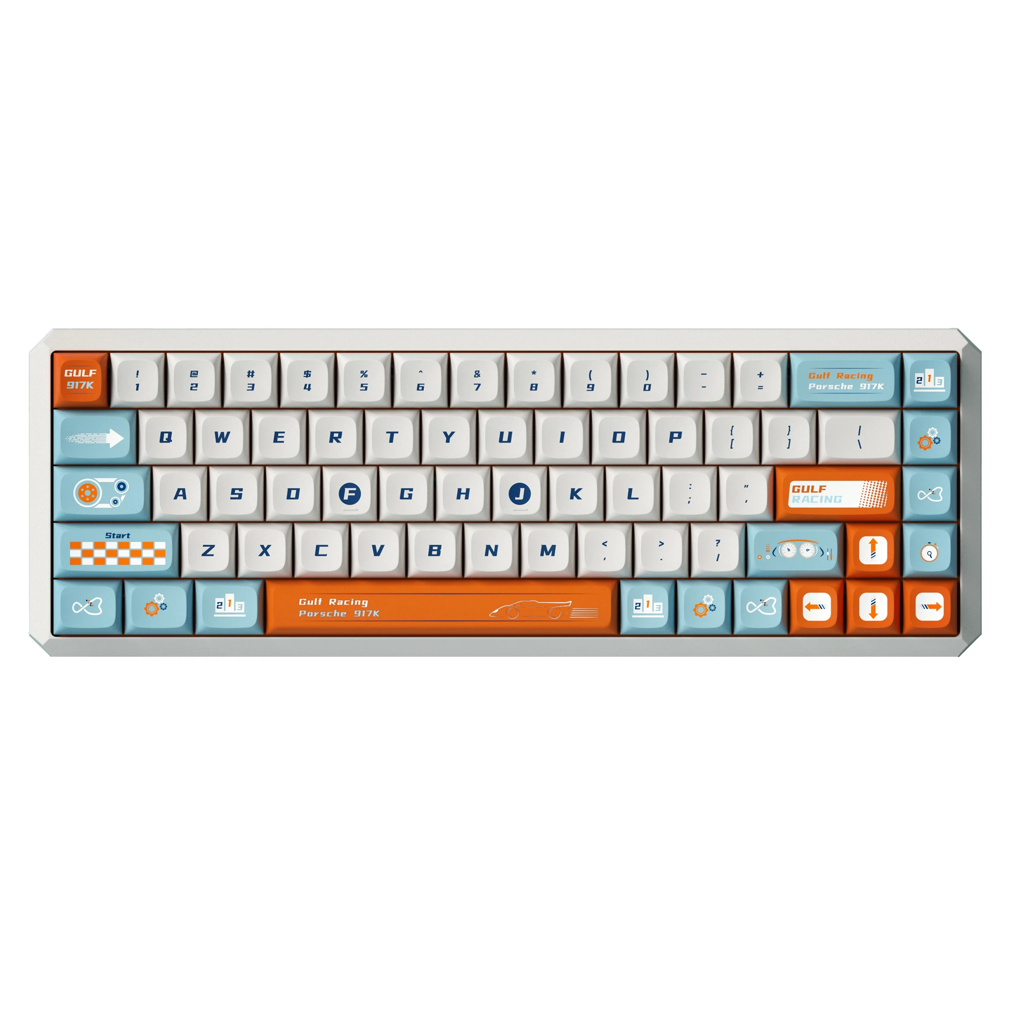 KeyTok KDA perfil Gulf Racing Dye Sub Keycap Set PBT grueso para teclado 87 tkl 104 ansi xd64 bm60 xd68 CSTC75 BM87 BM65