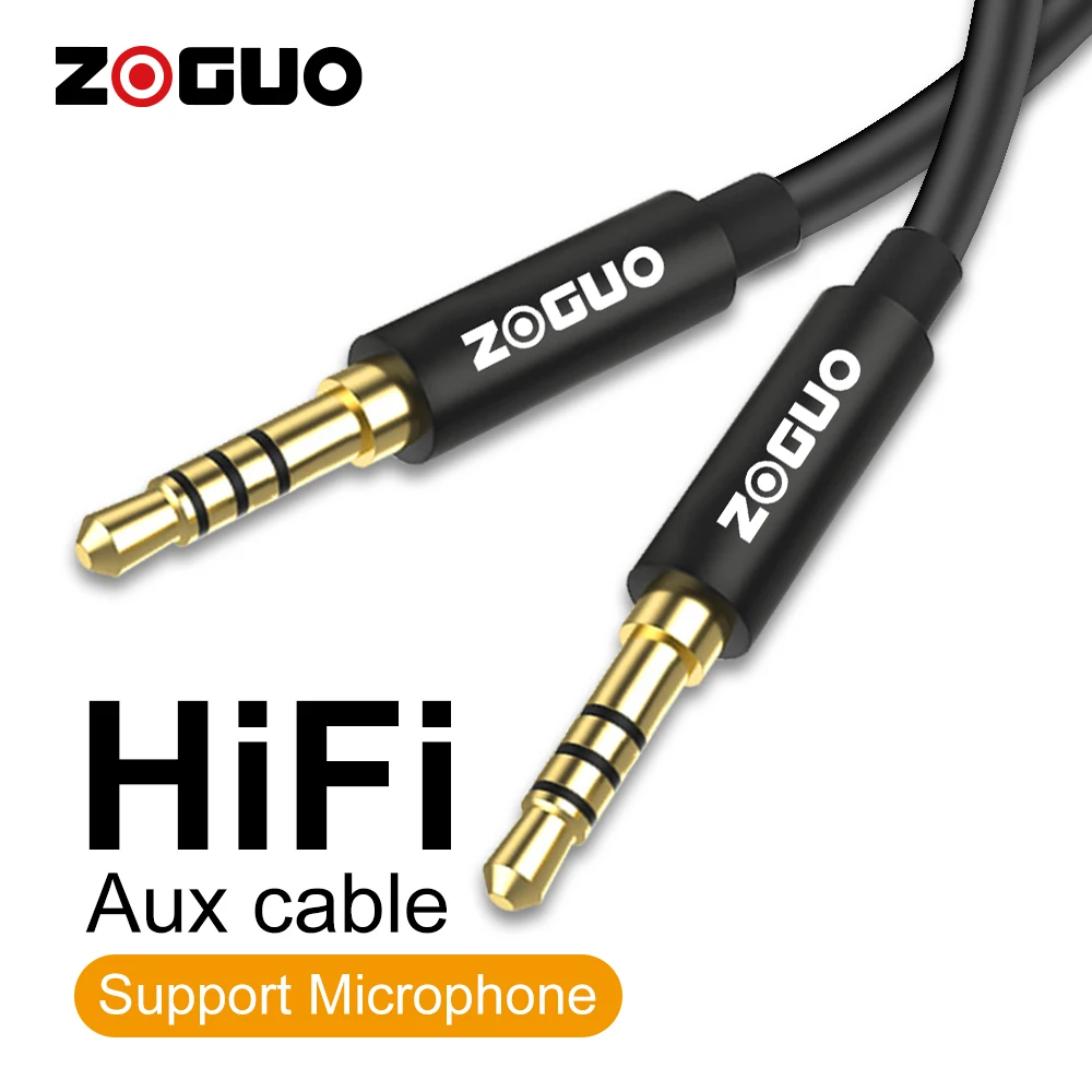 ZOGUO-Cable auxiliar de alta fidelidad de 3,5mm, Conector de Audio TRRS con micrófono, Compatible con altavoces estéreo para el hogar y el coche, auriculares Xiaomi Redmi Aux