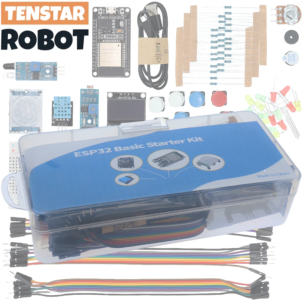 Kit de inicio básico para ESP32 ESP-32S Placa de desarrollo WIFI Kit de aprendizaje de proyectos con tutoriales kit ESP32 con caja