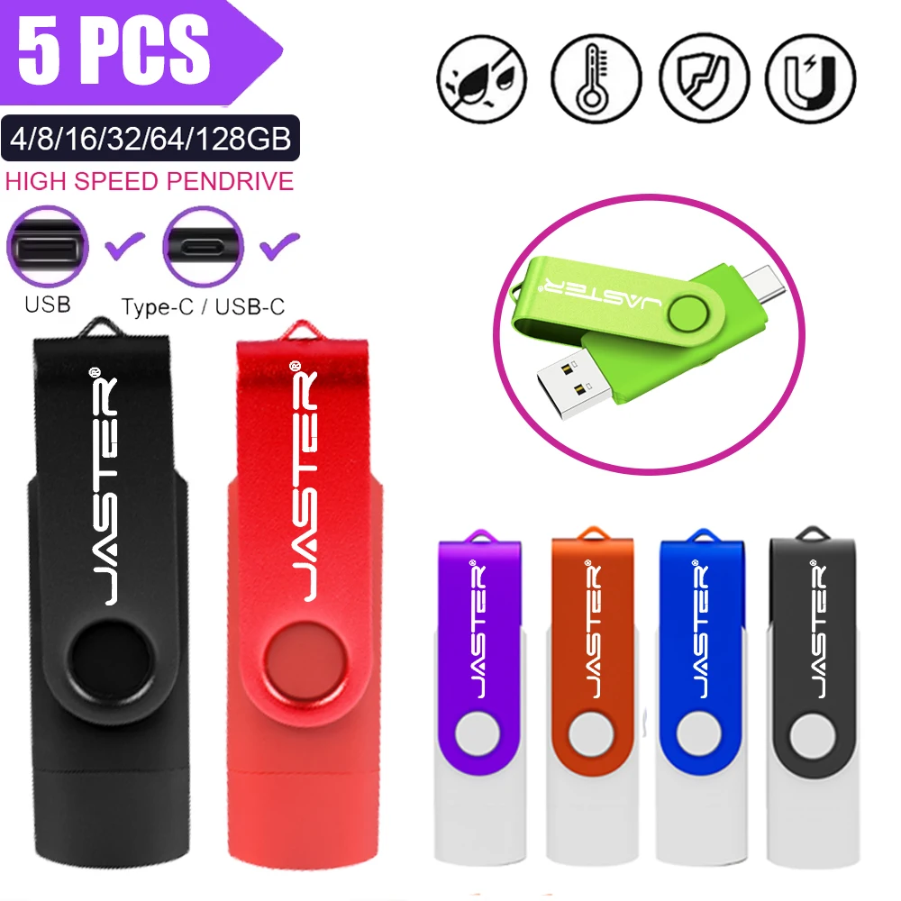 5 unids/lote TYPE-C USB Fash Drive 128G 64GB Pen Drive фне tinggi Flash Drive 8G 4G 2G 1GB impermeable U-Disk Memoria Cel Usb Stick regalo