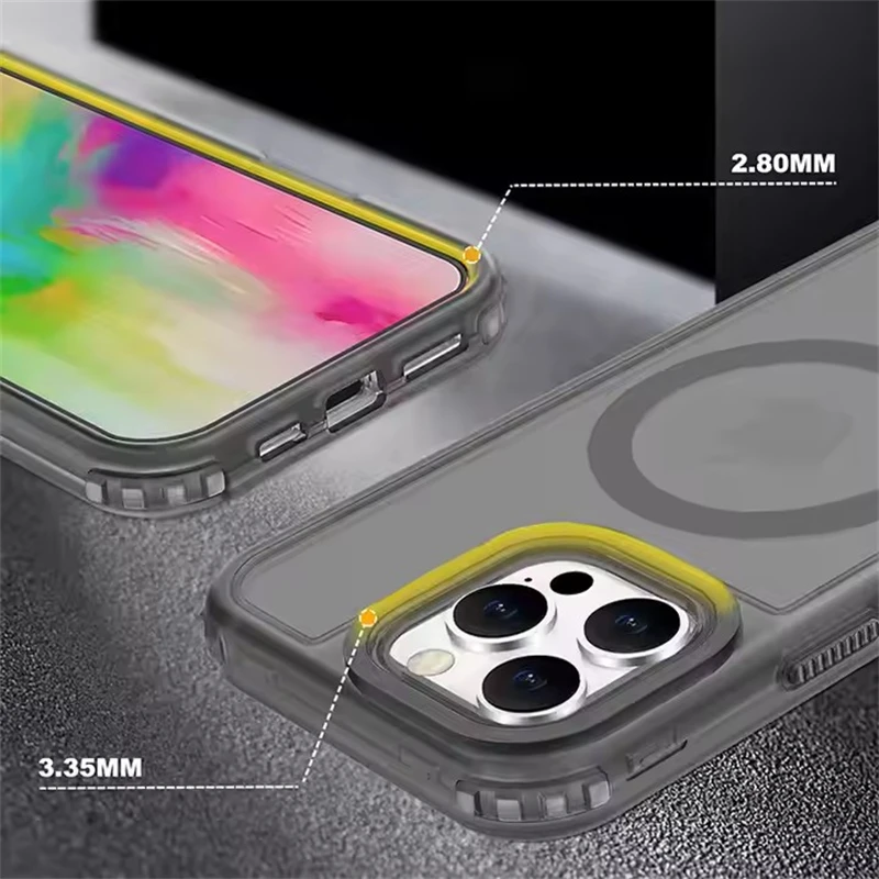 Funda de teléfono con armadura magnética 3 en 1 para Magsafe IPhone 16 15 14 13 12 Pro Max Plus 16Pro 15Pro accesorios de cubierta para IPones - imagen 4