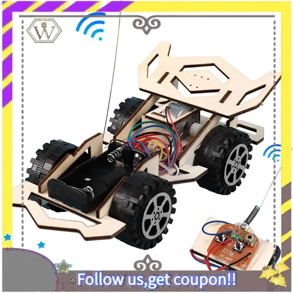 AU33-DIY RC coche de juguete montaje de madera vehículo de construcción juguetes coche de carreras juguete experimento científico modelo Kits regalo para niños