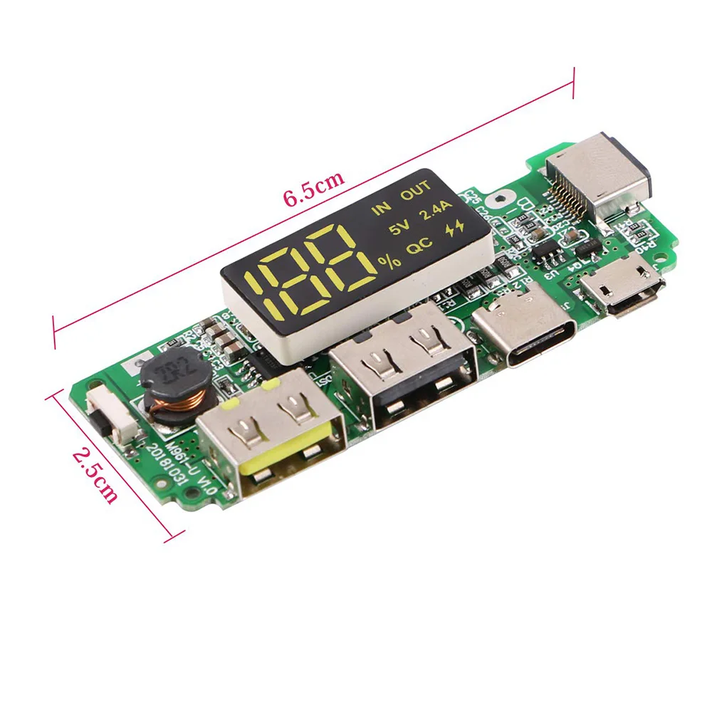 Cargador de batería de litio, Placa de protección de circuito, USB Dual LED, 5V, 2.4A, Micro/tipo-c, Banco de energía móvil, módulo de carga 18650 - imagen 5