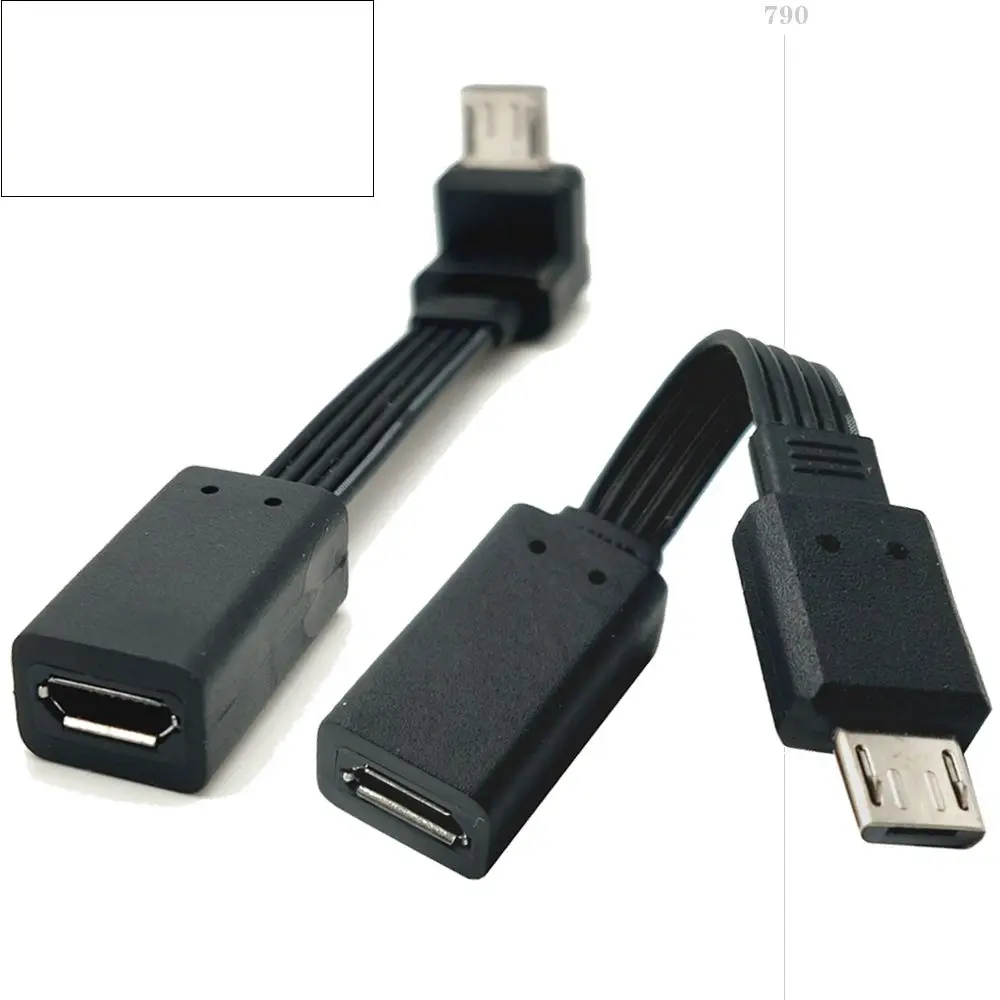 Adaptador de enchufe de extensión Micro USB 2,0 de 5 pines macho a hembra M a F, enchufe largo de 90 °, ángulo izquierdo y derecho, 5-100CM - imagen 3