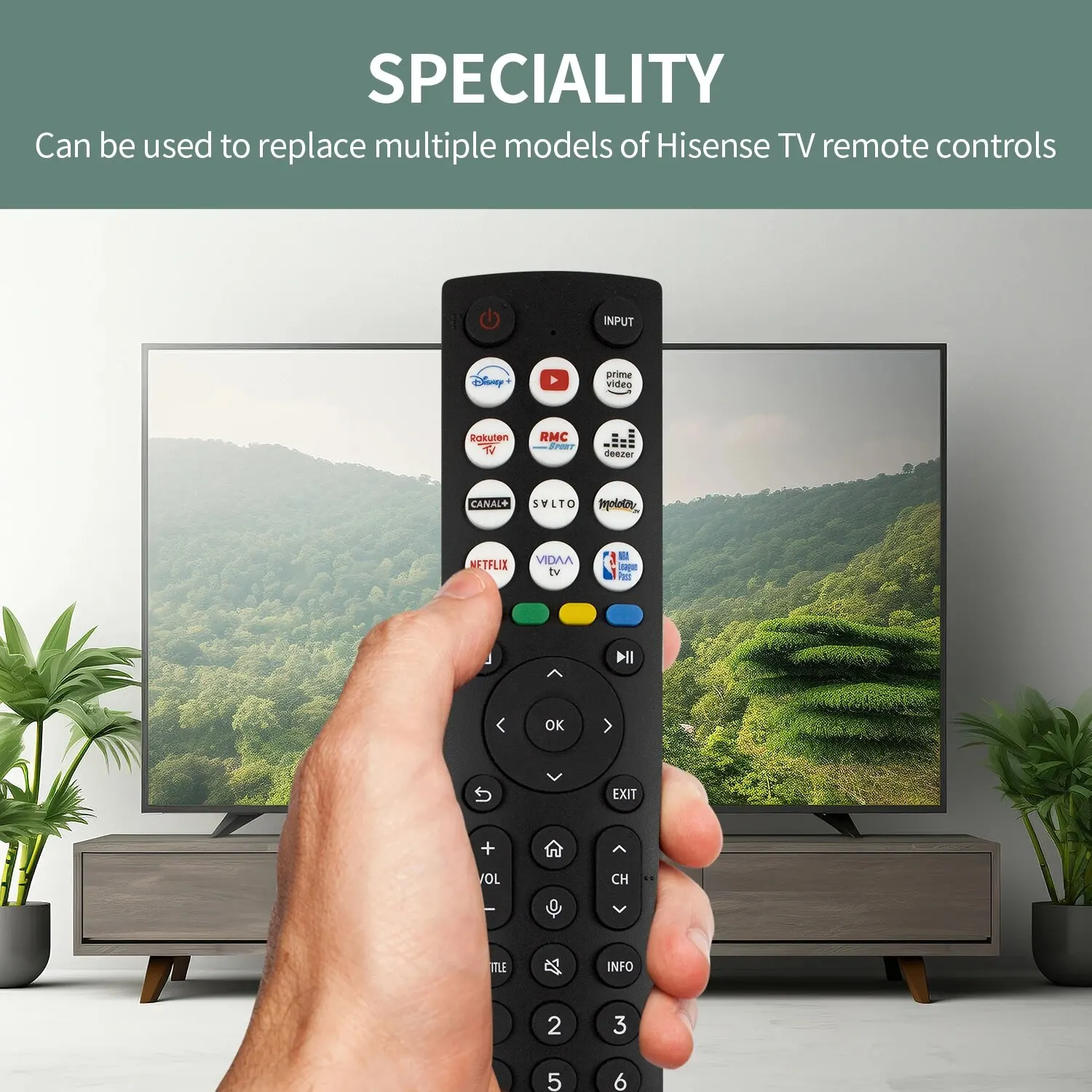 Nuevo control remoto universal para todos los controles remotos de TV Hisense, con Netflix, Prime Video, Disney,rakuten Play Buttons - imagen 3