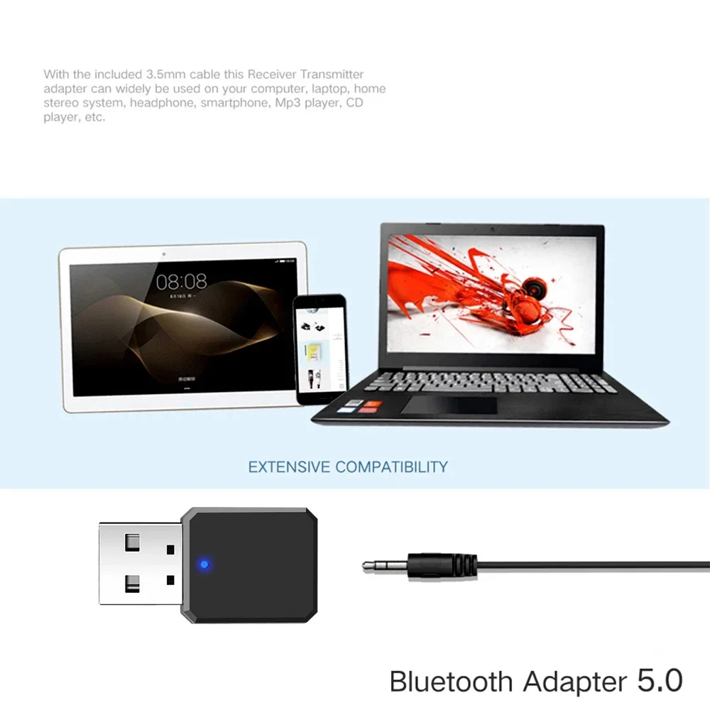 Receptor Bluetooth 5,0, adaptador de música inalámbrico, receptor de Audio, Dongle USB, adaptador auxiliar de 3,5mm para teclado amplificador de altavoz de coche - imagen 3